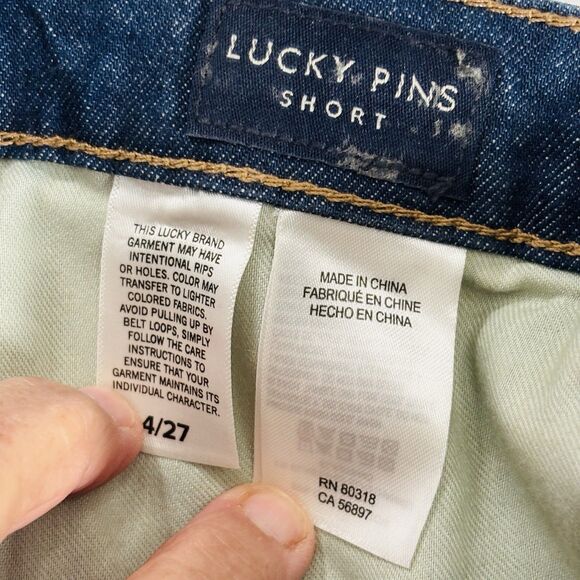Lucky Brand Women's Blue Lucky Pins Jean Short W/Exposed Fly  Buttons 4/27 Dark - Picture 9 of 13